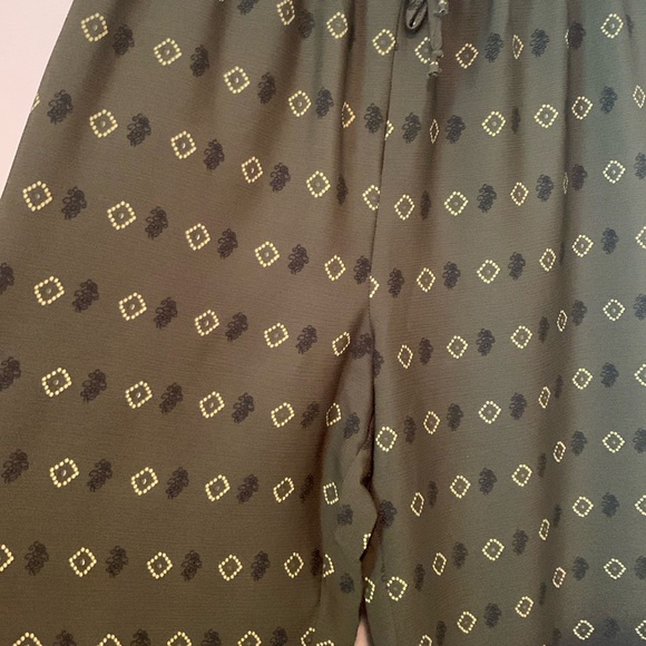 Vintage Jessica Petites Green Floral & Patterned Stretch Tie Pants Size Large P - Picture 2 of 8